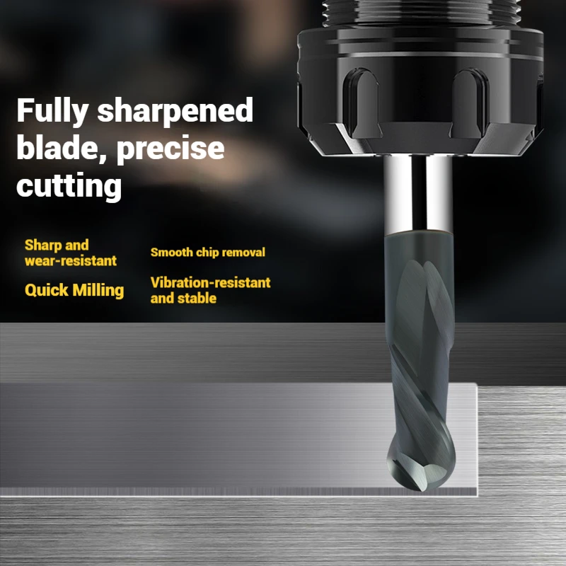

2 Flute Carbide Ball Nose End Mill HRC70 CNC Milling Cutter for Metal R0.75 R1 High Hardness