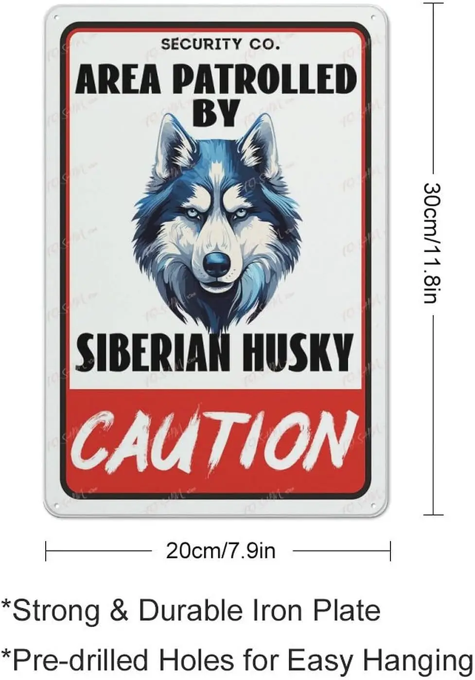 Placards Of Metal Caution Area Patrolled Siberian Husky Dog Security Crossing Signs Square Funny Metal Signs Wall Art Decor Publ