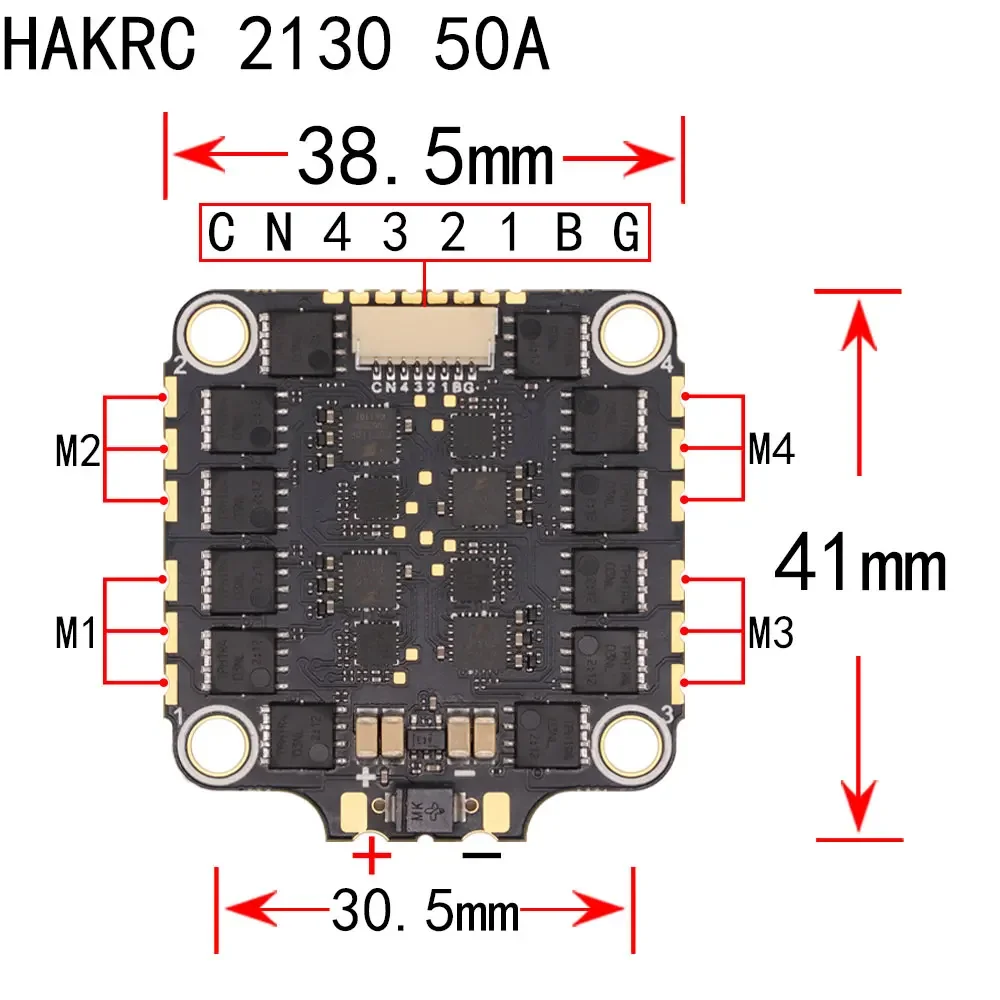 HAKRC 32BIT 40A 60A BLHeli_32 2-6S 4-in-1 ESC DShot FPV Racing Freestyle Drohne Quadcopter Bürstenlose Zubehörteile – Detail 18