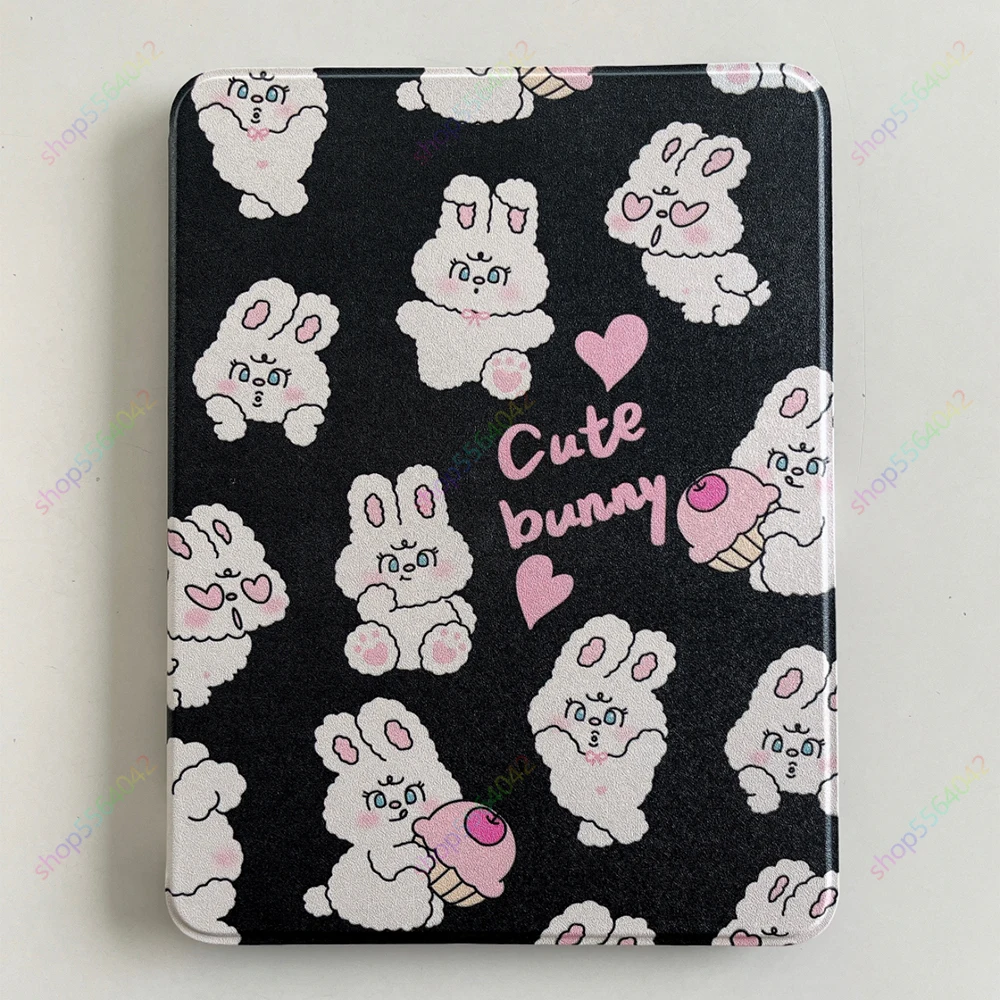 360 Rotation Cartoon Rabbit Case for IPad 10.2/9.7/10.5/11 Inch Pro 12.9 13 Inch 2024 Air 5/4 10.9 10th Gen Pencil Holder Case