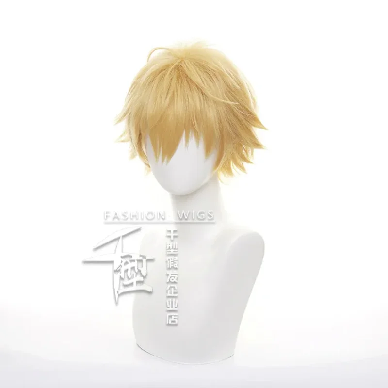 New Chainsaw Man Denji Wig Cosplay Costume Golden Short Heat Resistant Synthetic Hair Halloween