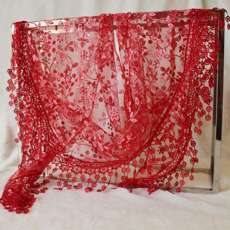 Women Lace Sheer Floral for Triangle Veil Church Mantilla Scarf Shawl Wrap Tasse