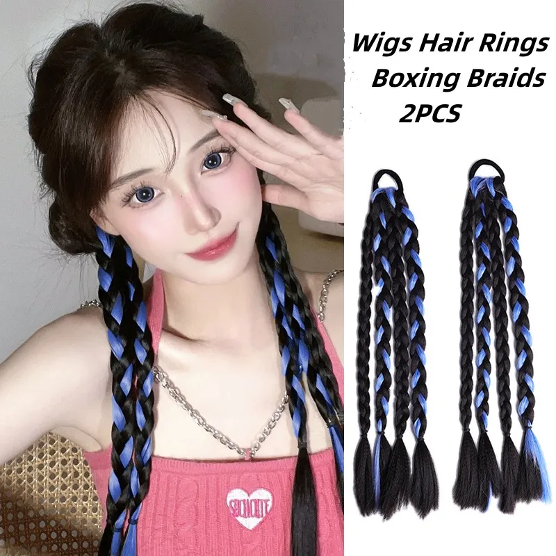 

New Ponytail Wigs Braid Hair Tie Women Korean Fashion Colorful Braid Wig Rubber Band Hair Bands Girl Headwear Hair Accessories