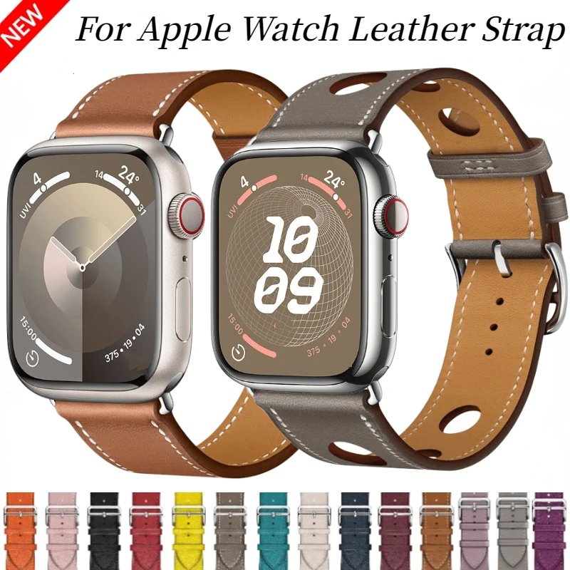 Men/Women Strap For Apple Watch Band 45mm 49mm 41mm 44mm 42mm 40mm Genuine Leather Bracelet band iWatch Ultra2 10 9 8 7 6 5 4 SE