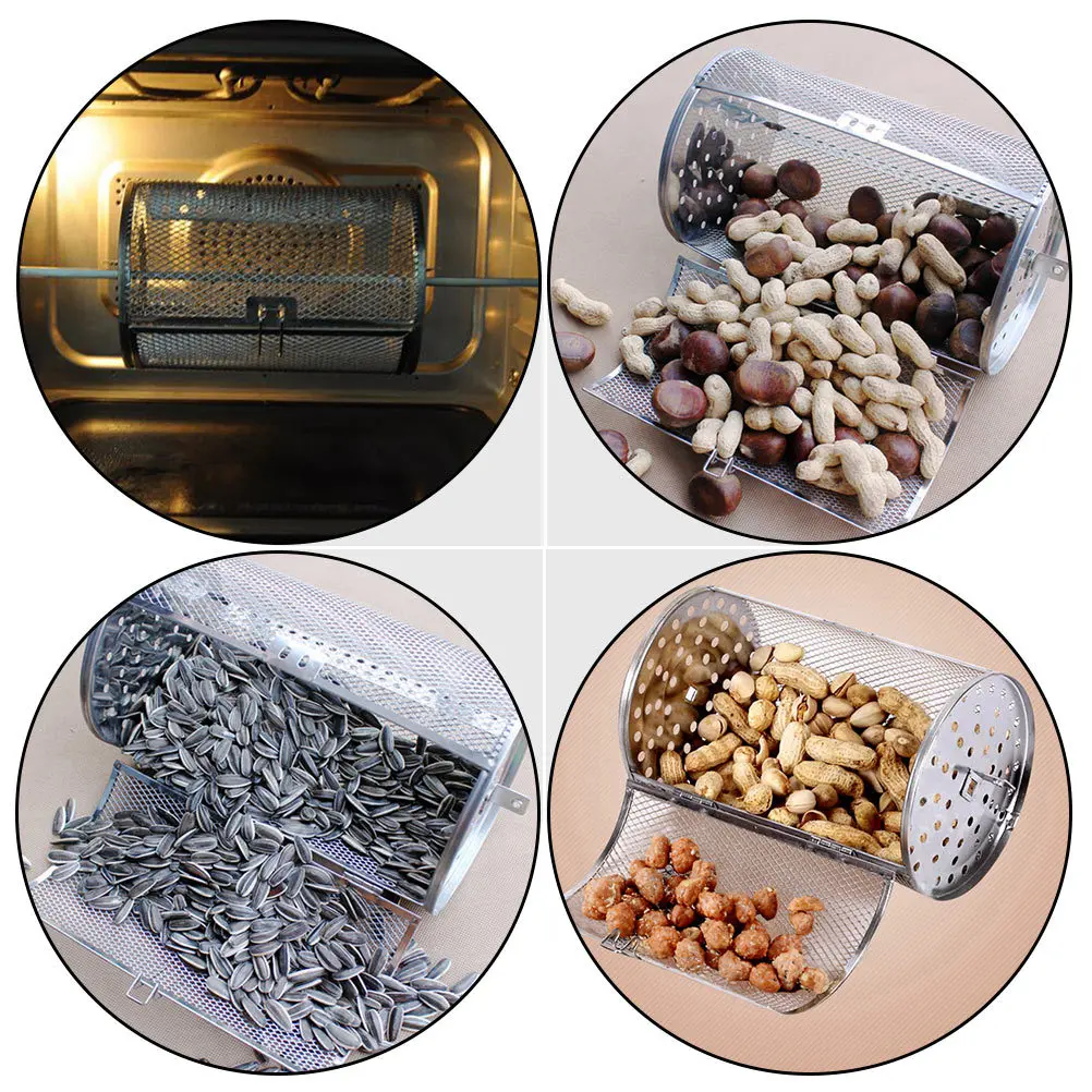 

Stainless Steel Grilled Cage Universal Rolling Roasting Tool for Kitchen Bbq Nut Baking Stainless Steel Grilling Cage