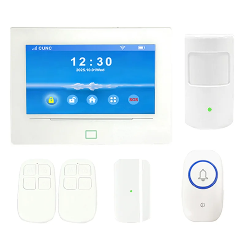 2027 WiFi 4G Home Security Alarm System Kit 7 Inch Full-Color ABS Touch Screen Display 5000mAh Battery GSM Network