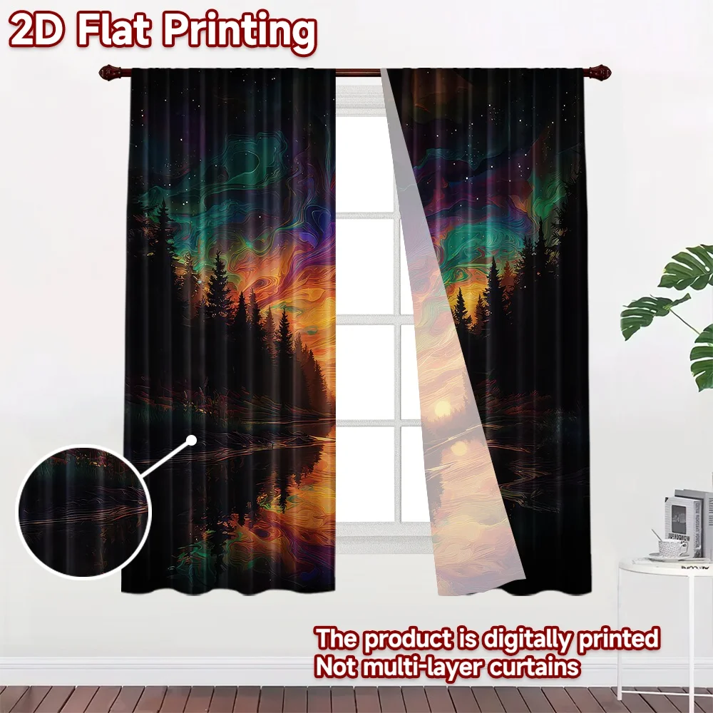 1pc 2D flat Photography Backdrop Party Backdrop Colorful Forest Sunset 100% Polyester Vibrant Reunion for Booth seats and studio