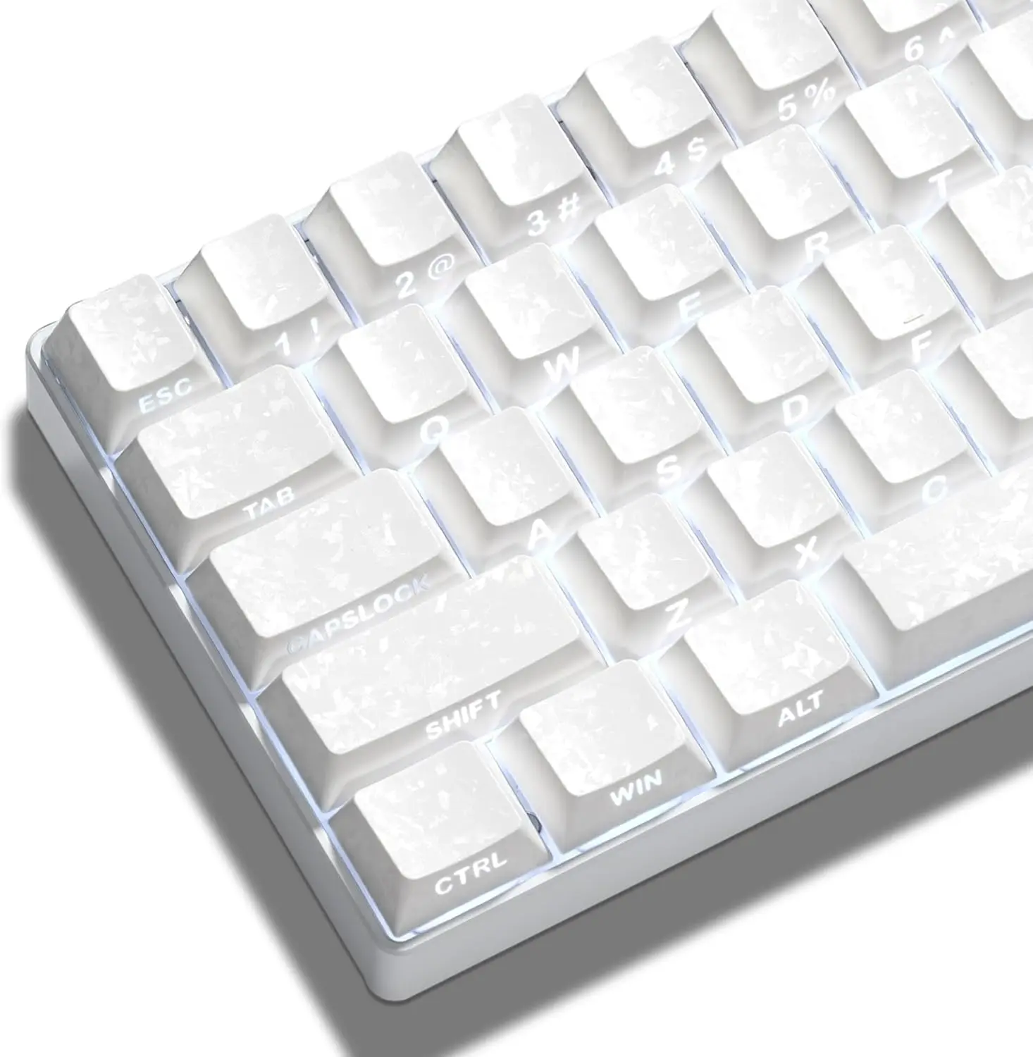White Shine Through Keycaps Cherry Profile Keycap Set 140-Key Keyboard Keycaps Fit for MX Switches Mechanical Keyboard