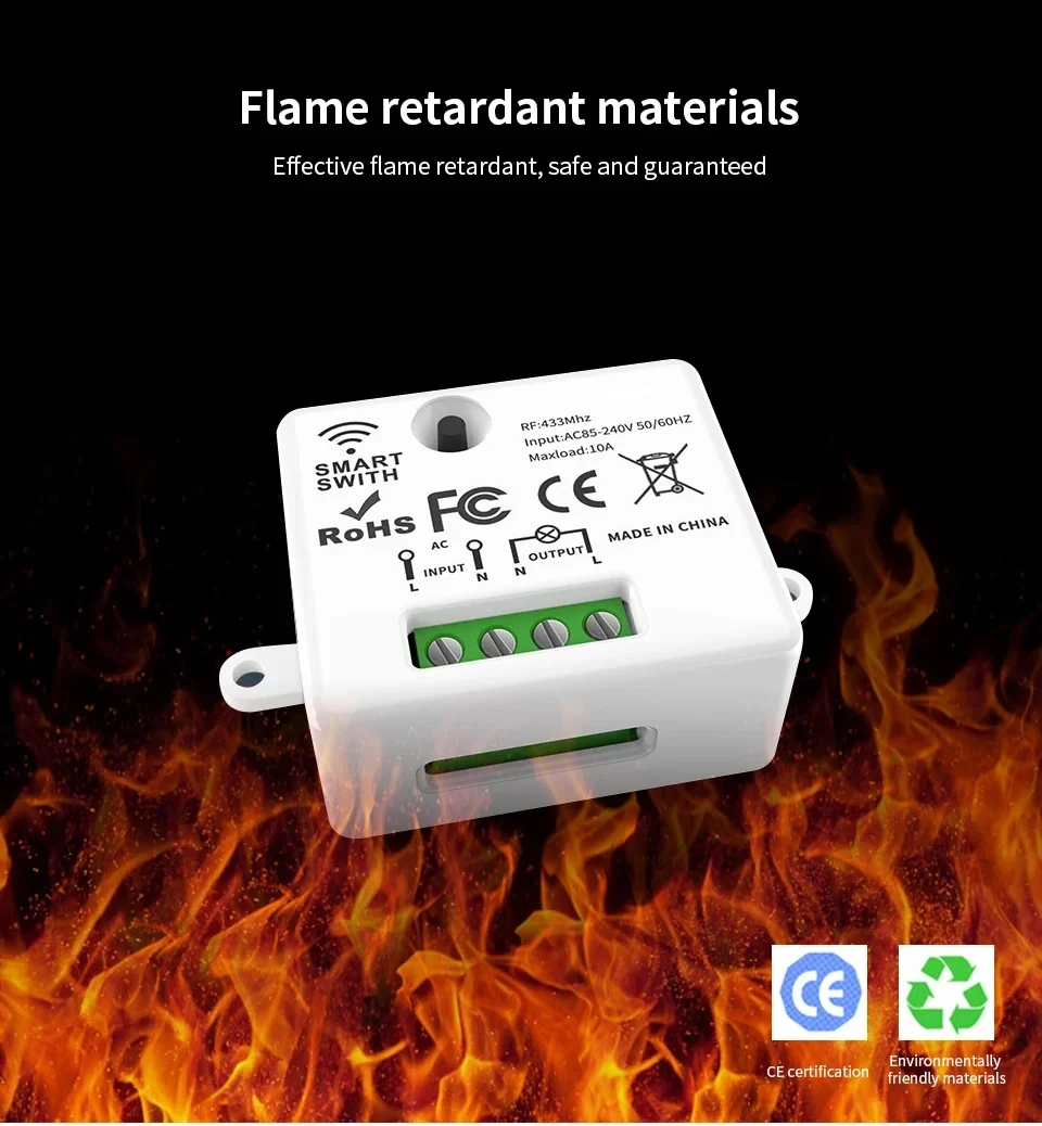 KEBIDUMEI RF 433MHz Drahtloser Fernbedienungs-Lichtschalter AC 220V 110V 10A Controller EIN/AUS-Sender Relais-Empfänger für LED – Detail 7