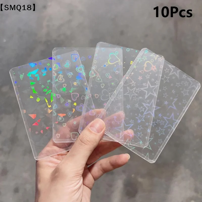 10Pcs Holographic Laser Clear Photocard Sleeves Waterproof PVC Card Protector For Kpop Idol Photo Collecting DIY Scrapbook【SMQ】