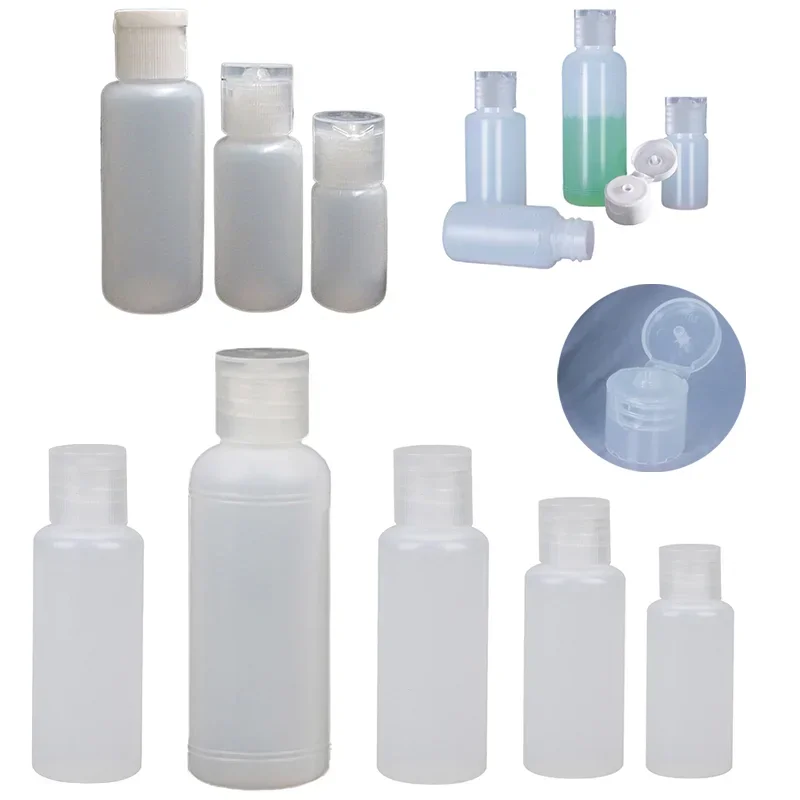 50pcs 10ml-50ml Plastic Clamshell Bottles for Refillable Emulsion Essential Oil Body Wash Conditioner Liquid Travel Dispensers