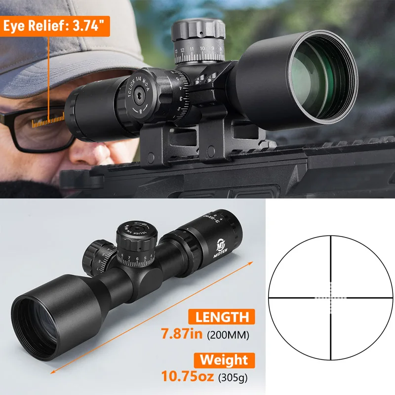 

3-9x40 Компактный прицел SFP Mil-Dot с фиксирующей башней и нулевым сбросом, 1-дюймовая трубка, 20 мм, кольца для прицела, тактические охотничьи прицелы