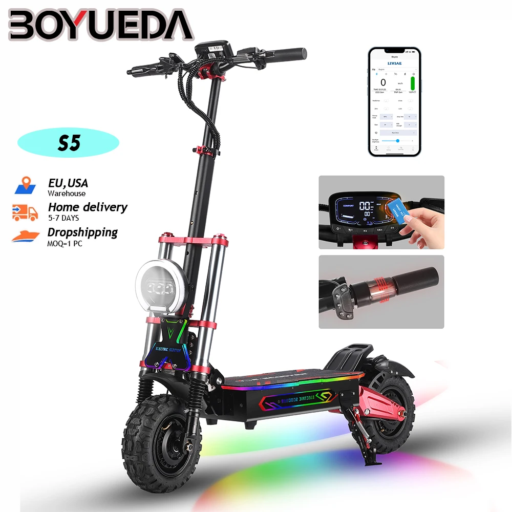 

S5 China 60V18AH-40AH Battery trottinettes électriques Safety App Control NFC Key Electric Scooter Silent Tire Electric Scooters