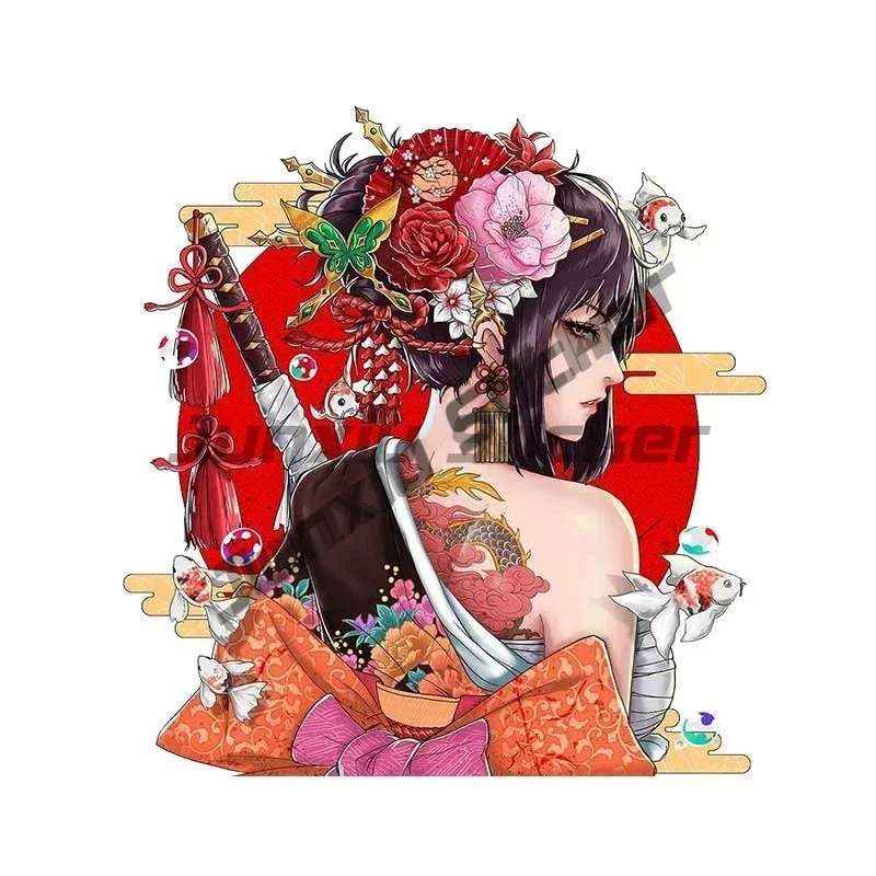 Creative Samurai Stickers for Japanese Female Samurai Car Stickers Vinyl Waterproof Funny Decal Motorcycle Trunk Camper Decals