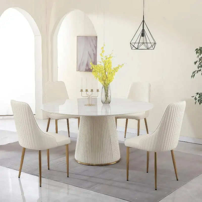

Современный роскошный белый обеденный стол, дизайнерский уникальный стол в скандинавском стиле для гостиной, круглый стол для ресторана, мебель для дома.