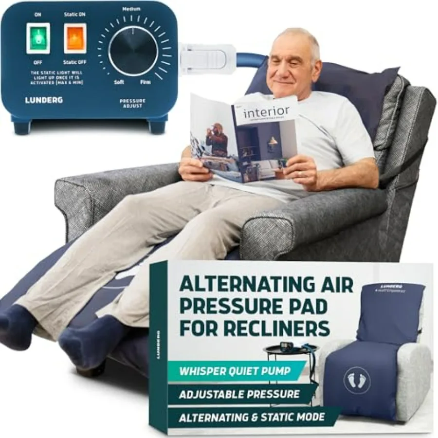 

Alternating Air Pressure Pad for Recliner Chair Medical Grade Pressure Relief Cushion Topper in Blue for Bed Sore Prevention, H