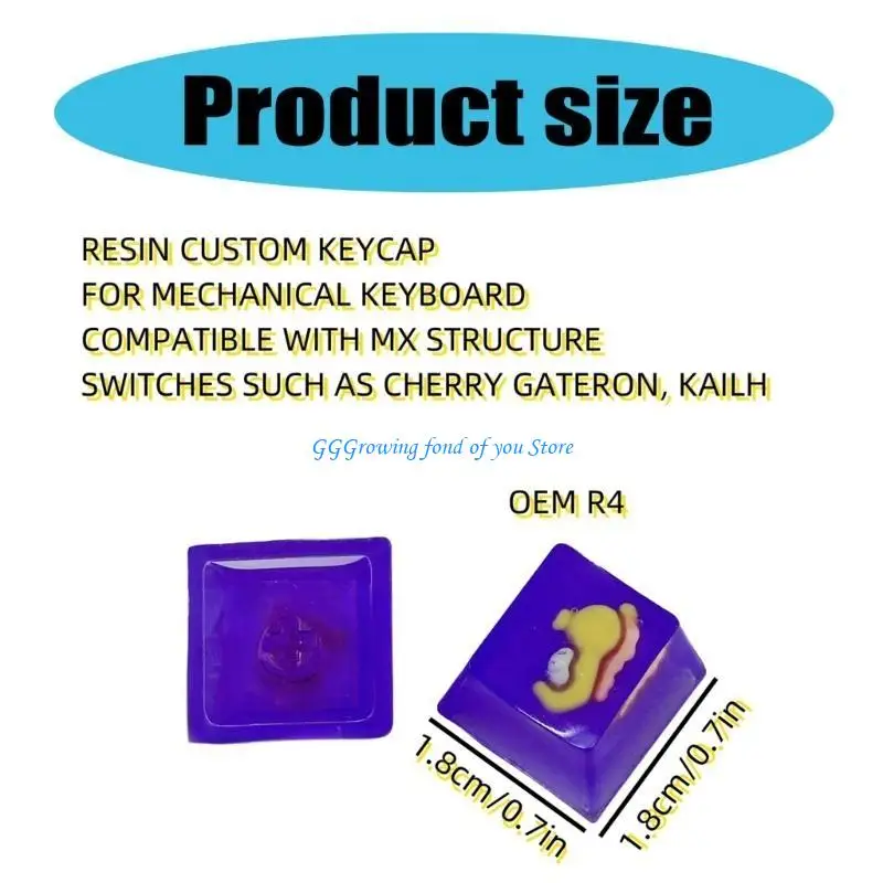 H9EB 1PC راتنجات الخلفية الخلفية Keycap لوحات المفاتيح الميكانيكية KEYCAP نمط حيوان لطيف