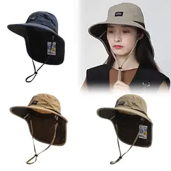 Unisex Letnie szerokie rondo Wodoodporne i szybkoschnące czapki panamskie Outdoor Visor Bucket Hats Siatkowy oddychający kapelusz przeciwsłoneczny z klapką na szyję