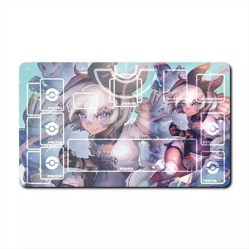 Pokemon PTCG Playmat Dawn Marnie Single Lillie Lisia Iono Erika Table Mat Battle Pad Classics Anime Collection Cards Toy Gift