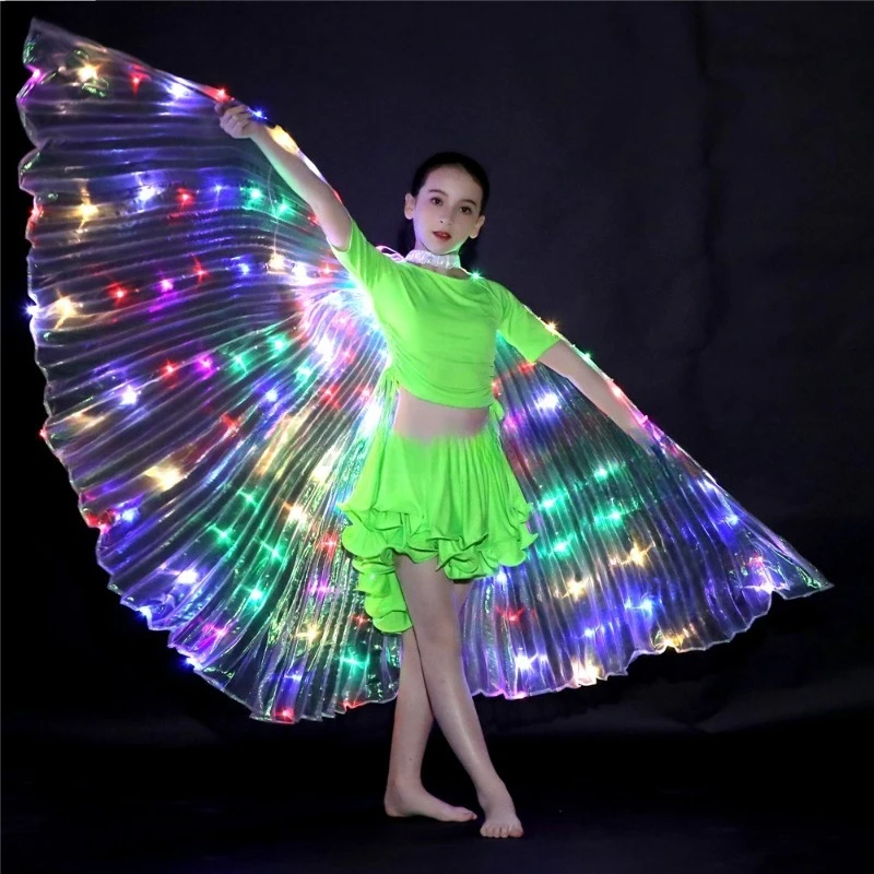 Alas LED, alas iluminadas coloridas, actuación de danza, espectáculo de danza del vientre, alas de plumas brillantes, fiesta de Festival alimentada por USB