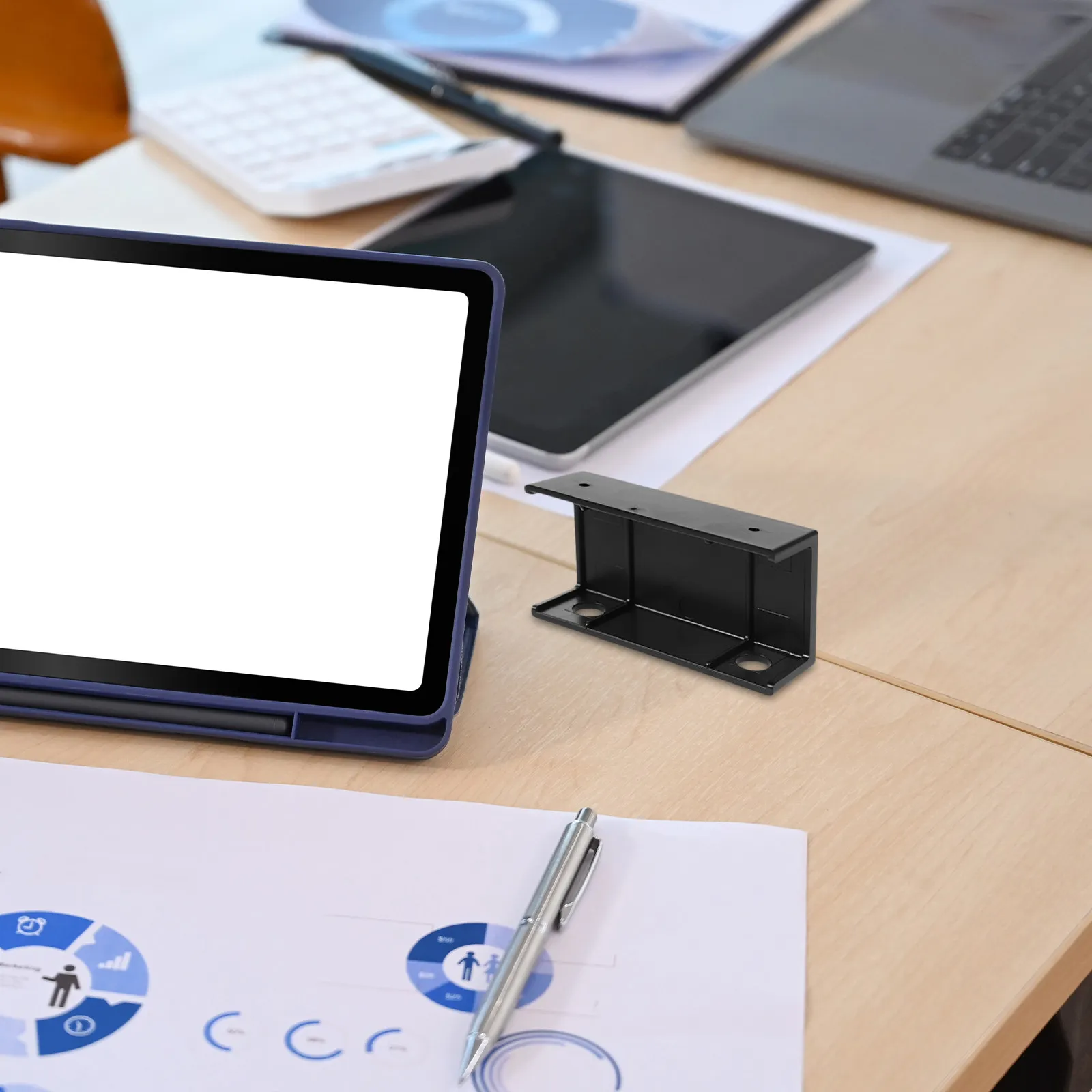 

1Set Under Desk Laptop Bracket Sturdy Steel Mount for Laptop Tablet Keyboard Under Table Hidden Shelf Desktop Accessory