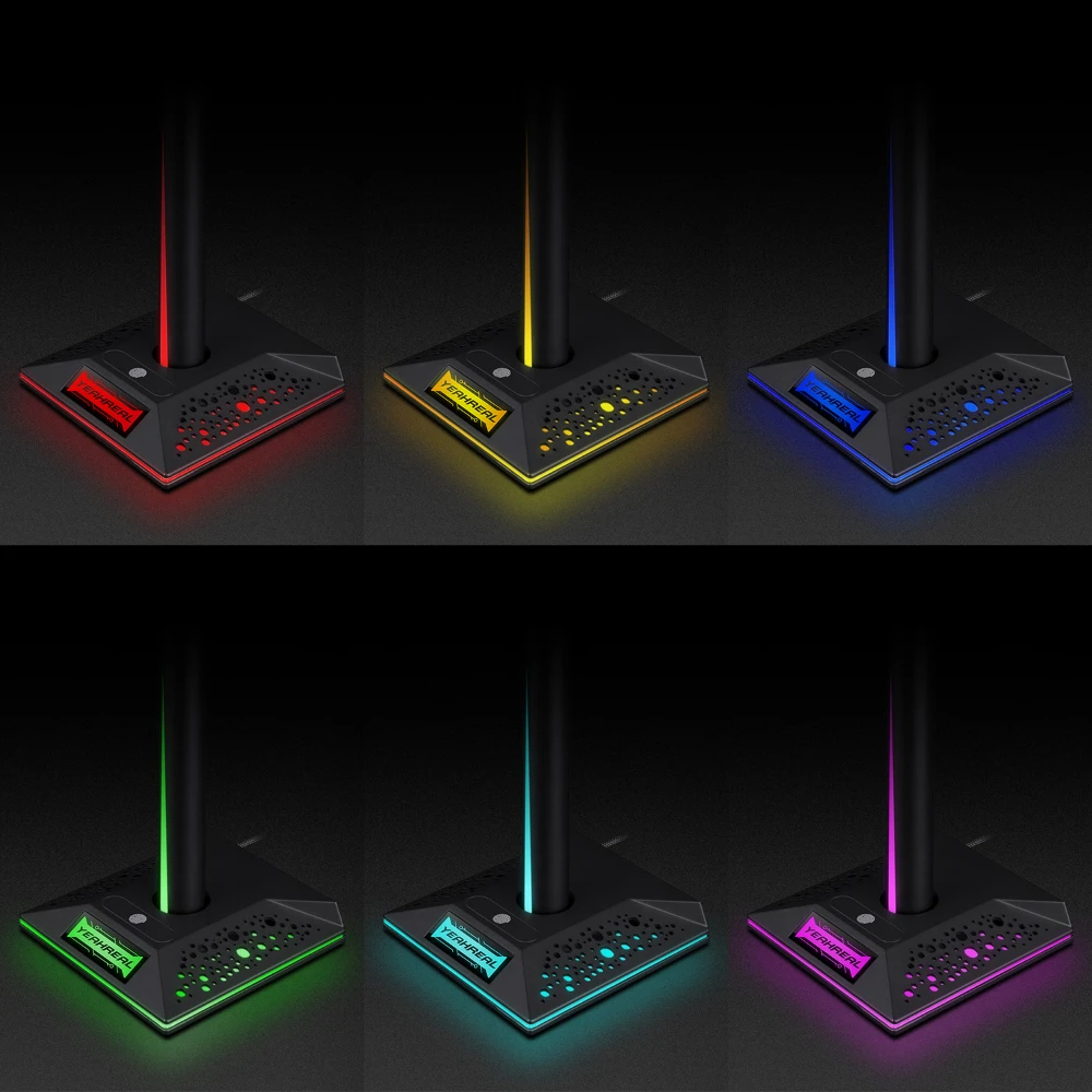 RGB Gaming Headset Stand with LED Base/USB Pickup Light Computer Desktop Headphone Display Holder PC Game Earphone Accessories