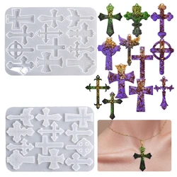 Various Styles Cross Earring Drop Glue Mold Diy Christmas Keychain Necklace Mold for Key Pendant Ornament Silicone Mold