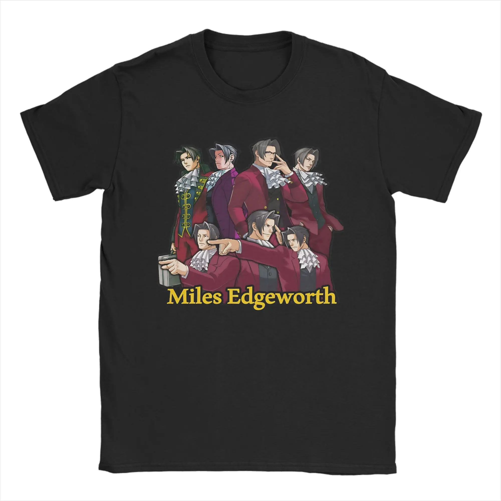 جديد وصول مايلز Edgeworth Ace المحامي فينيكس تي شيرت للجنسين القطن تي شيرت ملابس قصيرة الأكمام #4