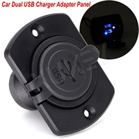 Car Dual USB 2 Ports Charger Socket 4.2A Phone Power Outlet Panel Adapter LED Light 12-24V Waterproof For Car Boat Marine Truck