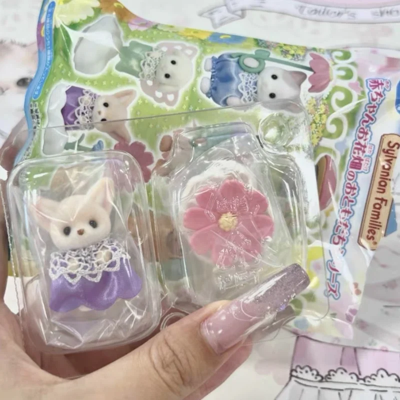 Hot Sylvanian Kawaii ครอบครัวกระต่าย Grove ครอบครัวตุ๊กตาตุ๊กตาอะนิเมะห้องเครื่องประดับคริสต์มาส Flocking ของเล่นของขวัญ