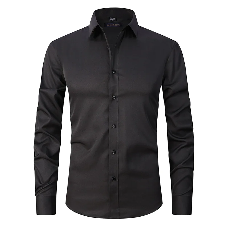 New Plus Size 6XL 7XL 8XL Men Solid Color Business Shirt Fashion Classic Basic Casual Slim White Long Sleeve Shirt Brand Clothes