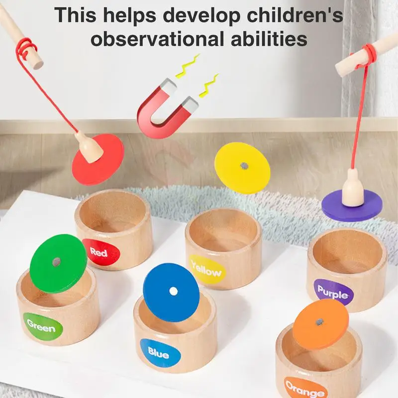 Wooden Magnetic Fishing Game Matching Puzzle Fishing Game Preschool Learning Wooden Fishing Game Puzzle For Boys Girls