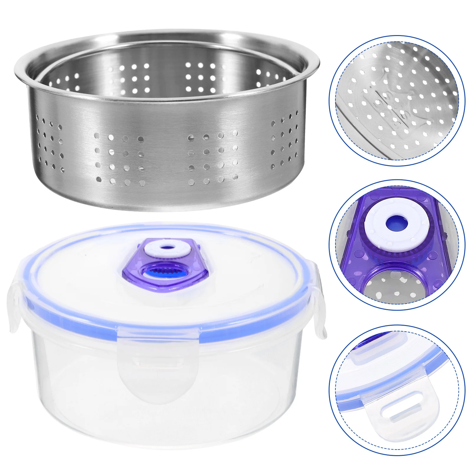 

1 Set Of Fruit Vegetable Storage Containers Detachable Drain Basket Refrigerator Organizer Bins Food Container Kitchen Supplies