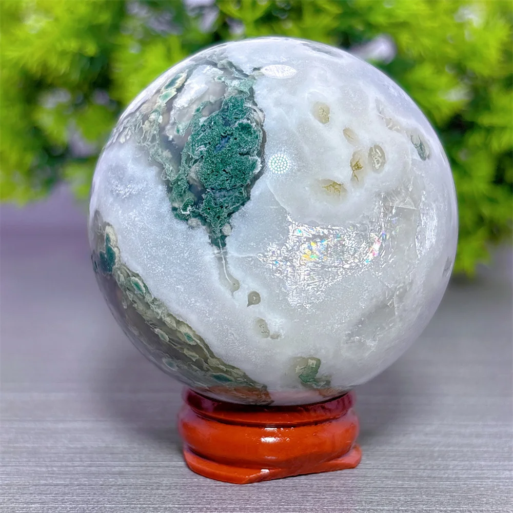 Moss Agate Sphere Natural Geode Natural Crystal Home Decoration Room decor Luck Quartz Stone Garden Healing Energy Love Gifts