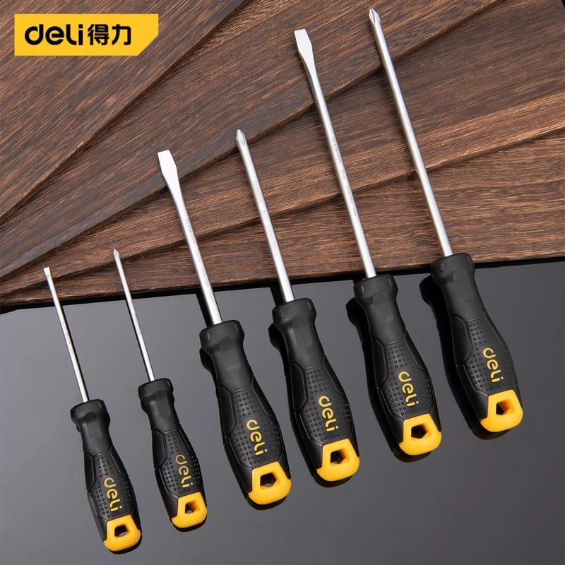 Deli Electrician\'s Repair Hand Tools 2/4/6/8PCS SLOTTED/Phillips Screwdriver Set Multifunction Household Magnetic Screw Driver