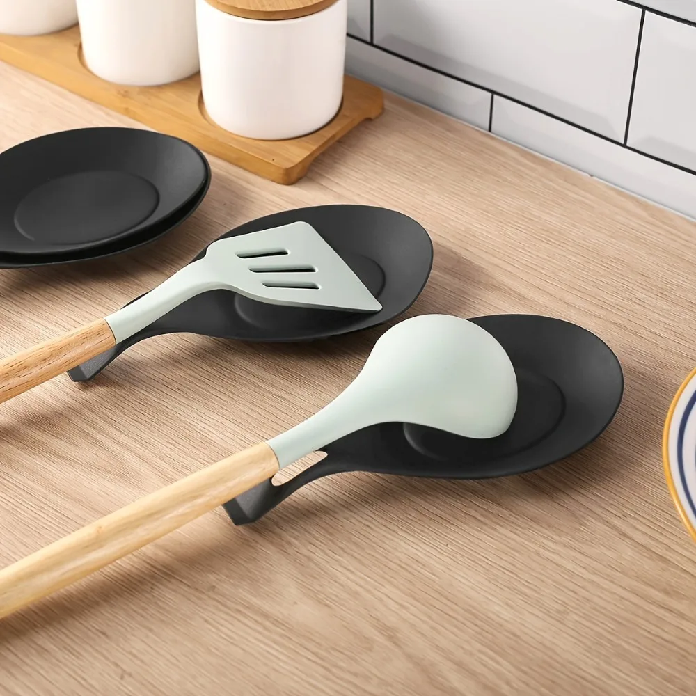 TPE Sauce Accessories Condiment Dish Spoon Rest Heat Resistant Non Slip Easy Clean Kitchen Countertop Tool for Cooking Dining