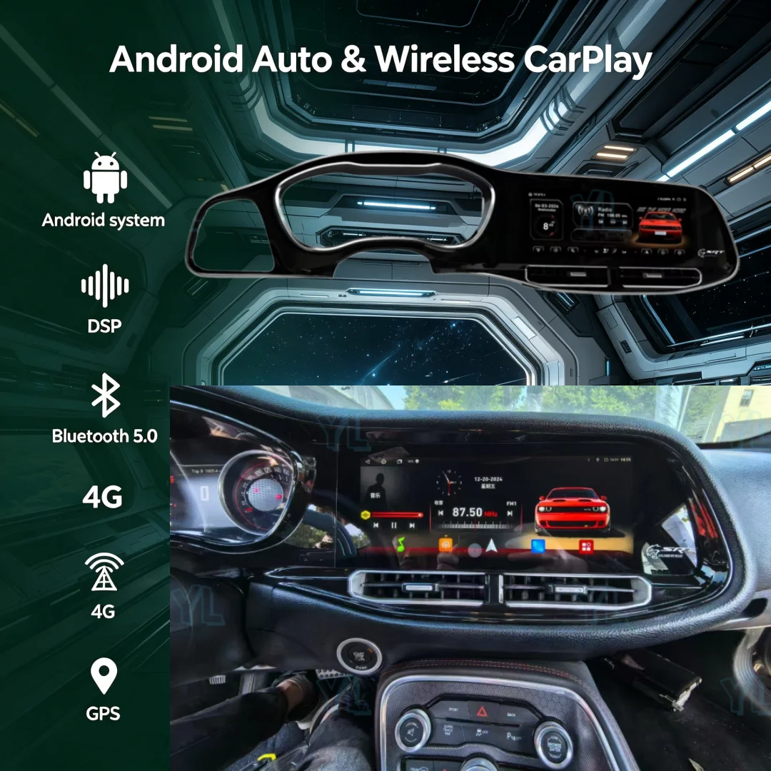 Automotive Multimedia Stereo Car Radio Android 13 For Dodge Challenger 2010~2024 Car Intelligent System GPS Navigation Head Unit