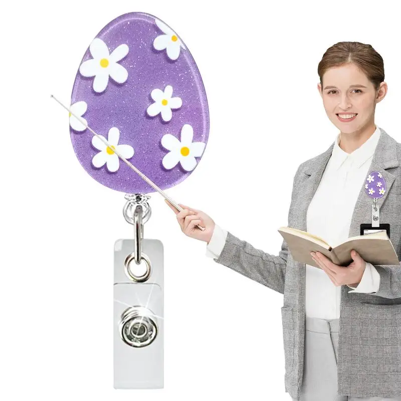 Seasonal Badge Reels Egg-Shaped Easter Tag Holder Cute Card Clips Aesthetic Easy-Pull Buckle Holiday Decorations For Boys Girls