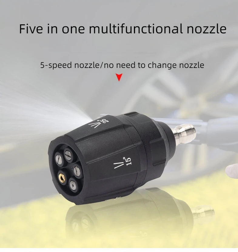Multifunktionaler 5-in-1-Schnellanschlussadapter, Hochdruck-Turbinendüsenadapter, Hochdruckreiniger-Düsen – Detail 1