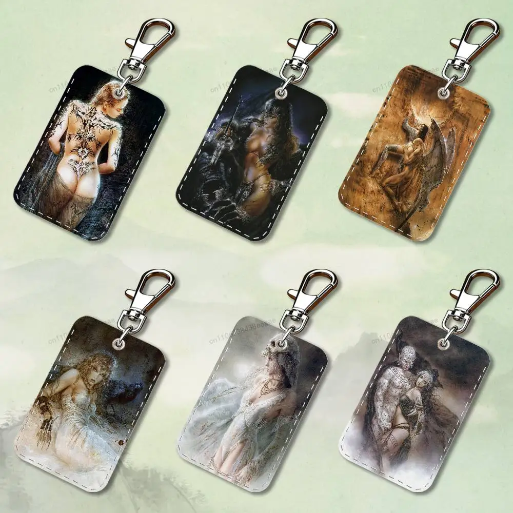 

Painter L-Luis R-Royo Art Custom Access Card Case Leather Card Holder Keychain Key Ring Transportation Card Case Gifts