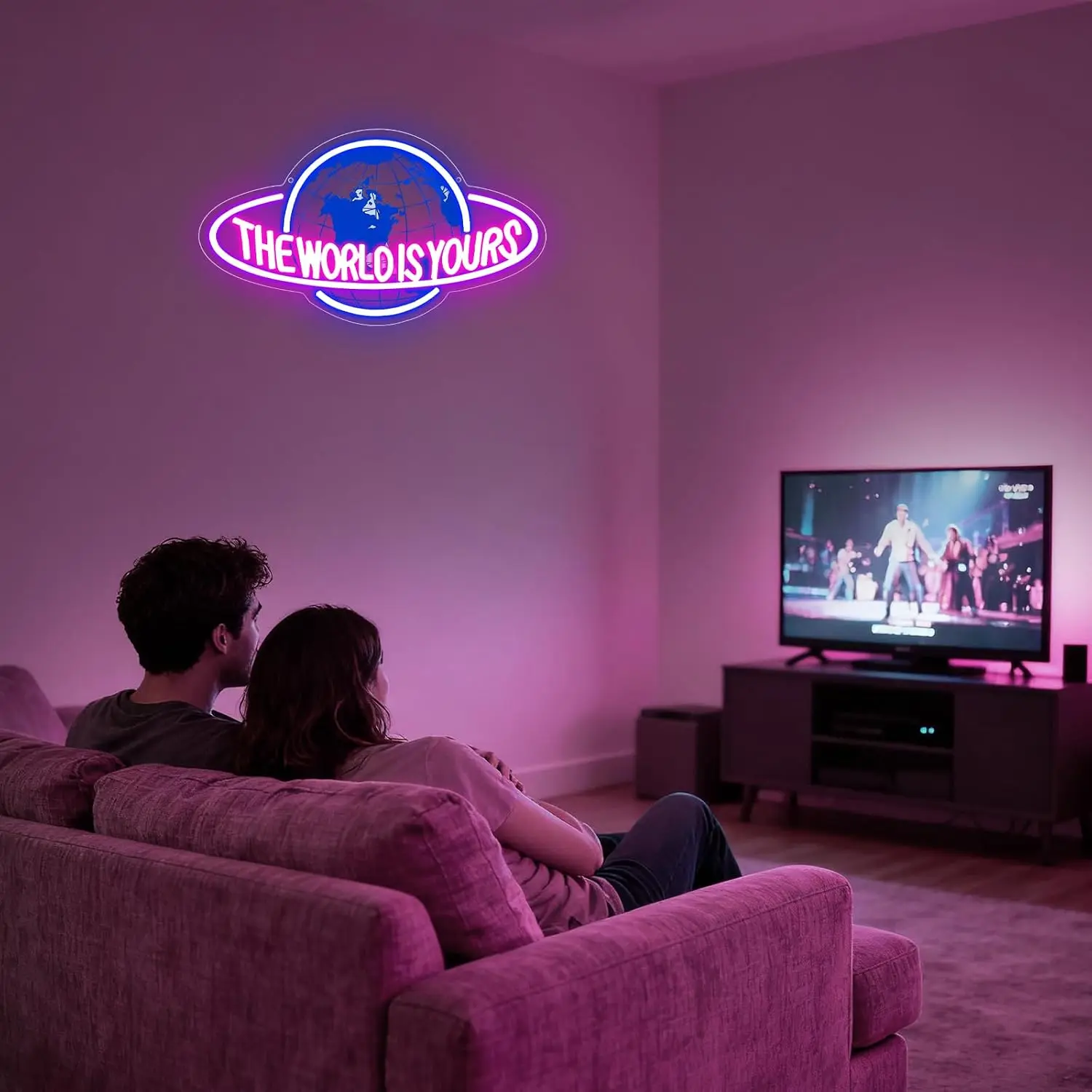 The World is Yours Neon Sign USB Powered LED Neon Light for Game Room Bar Party Bedroom Decoration Birthday Christmas Gift - view 2