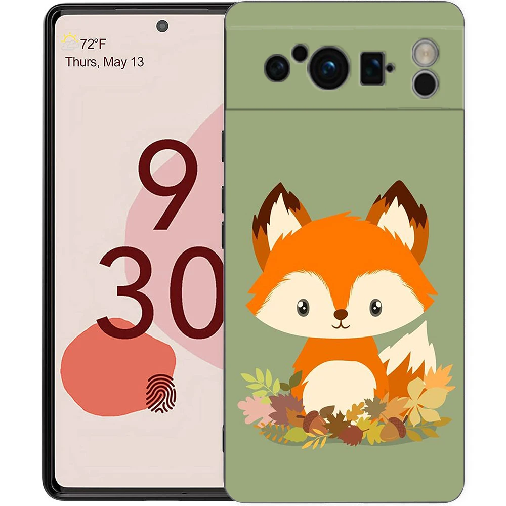 Autumn leaves fall fox pumpkin Halloween Phone Case For Google Pixel 8 A 7 6 Pro 6A 5G Black Soft Back Cover Silicone TPU Shell