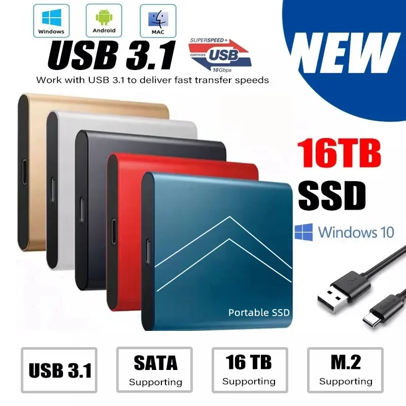 HD External SSD 64TB Portable Hard Drive 4TB 8TB Hard Disks Type-C USB3.1 High Speed SSD 128TB Mass Storage Decive for Laptop