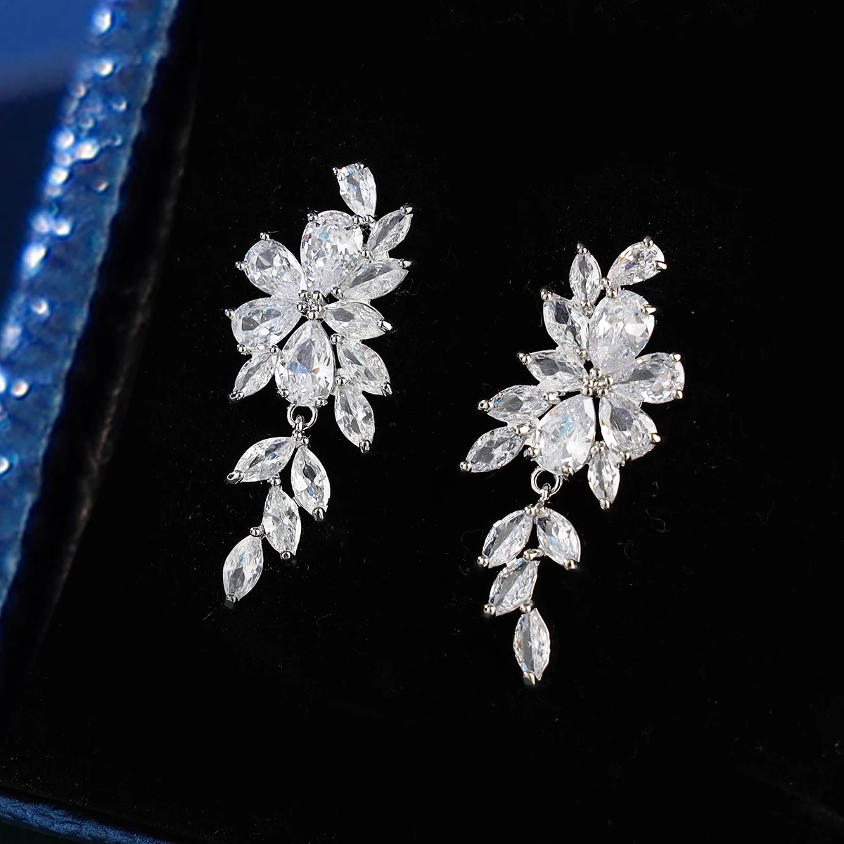 Pendientes de boda elegantes para damas de honor, damas de honor, Pendientes colgantes de circonita cúbica, joyería formal para mujer