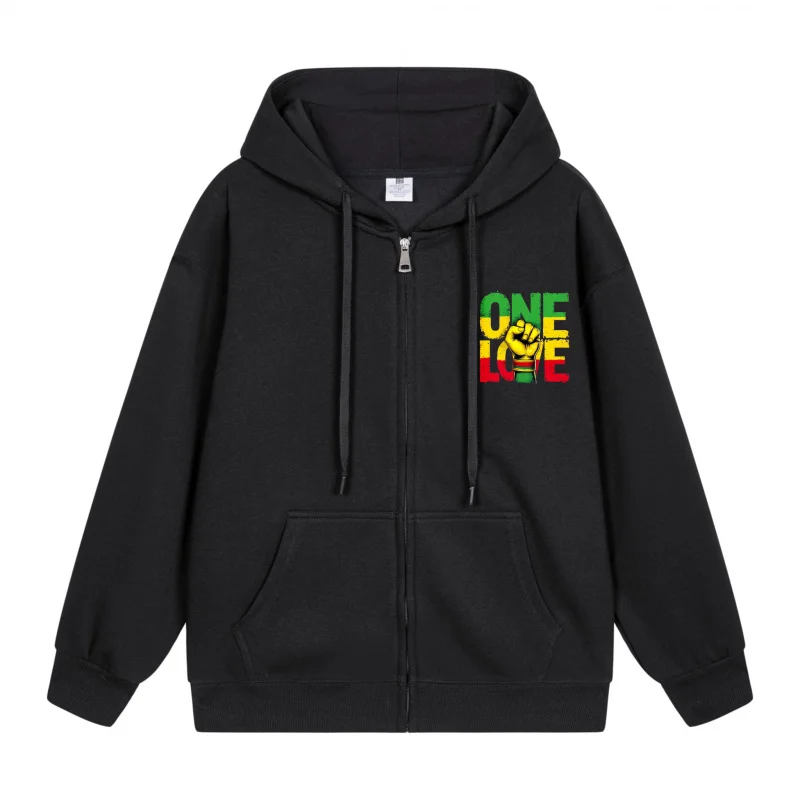 

Мужская толстовка на молнии One Love In Rasta Colors 2025 Новый стиль Повседневный стиль для пар Стиль для пар