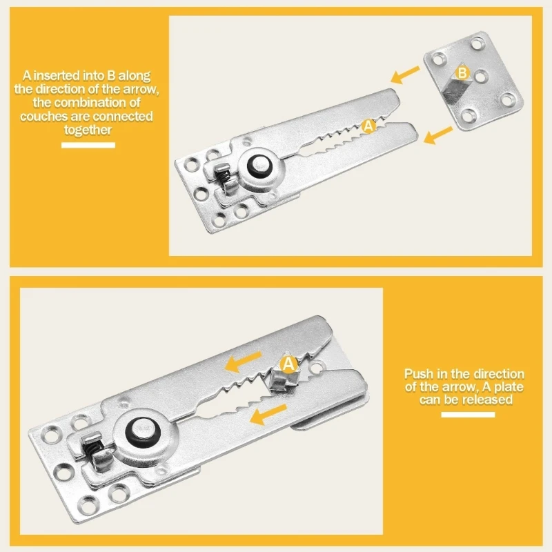 2PCS Conector sofá secional 135 mm/155 mm Sofá pesado Clips Connector