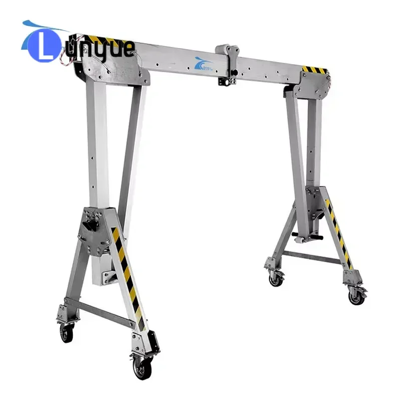 1t Folding Portable Mobile Gantry Crane Aluminum Alloy Heavy Duty Lifting Hoist Stand for Workshop Garage Warehouse Easy