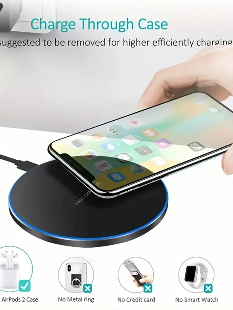 VIKEFON 15W Wireless Charger Pad for iPhone 16-12 Pro Max X Samsung Xiaomi Phone  Chargers Induction Fast Charging Dock Station - náhled 5