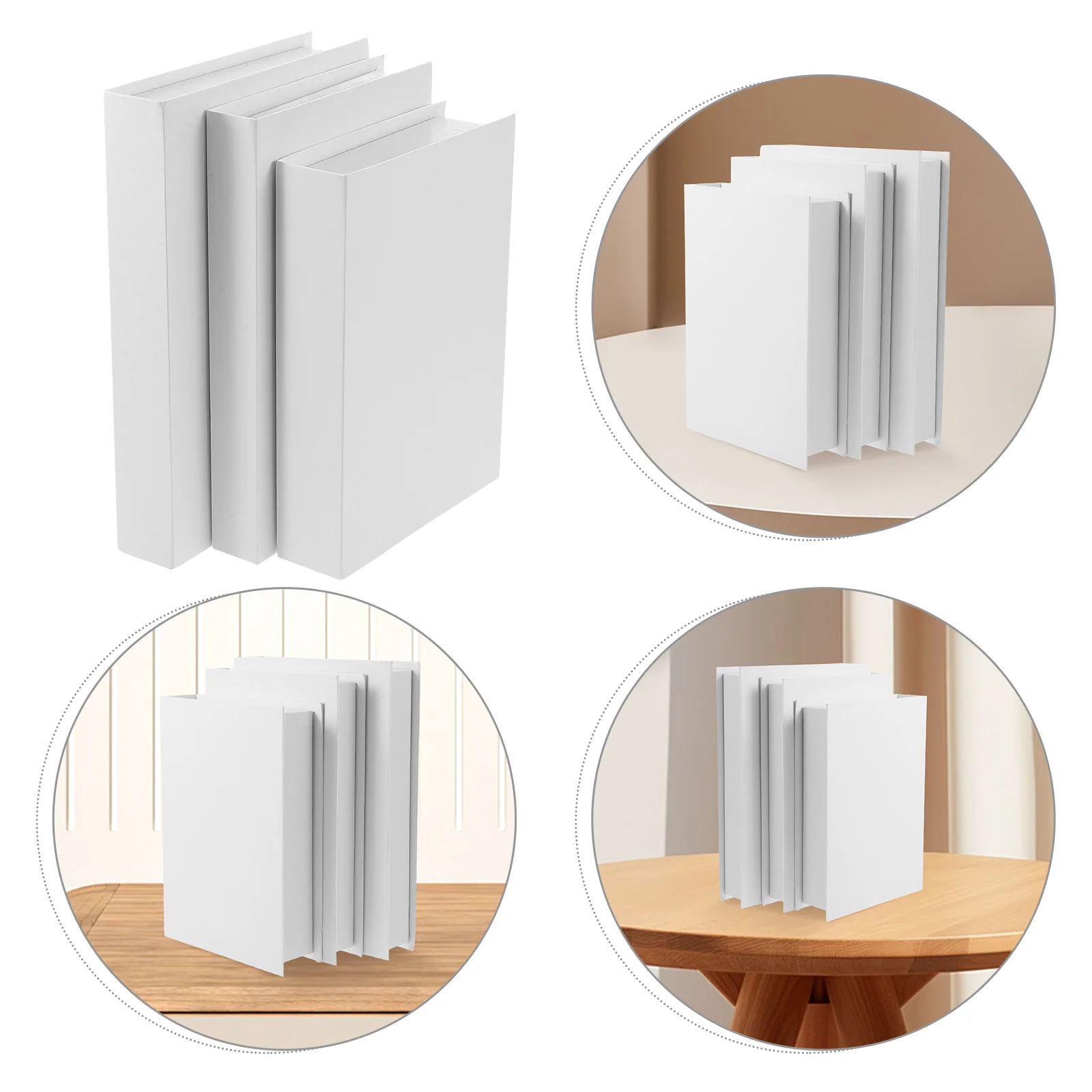 

3 Pcs Decorate Decorative Book Ornaments Shelf for Coffee Table Gray Board Books Prop