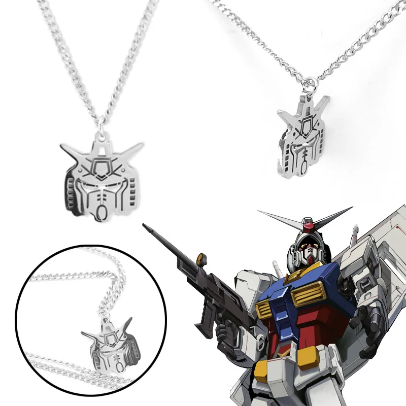 GUNDAM RX-78-2 Hollow Necklace Titanium Steel Anime Retro Choker Necklace for Men Pendant Trinkets Jewelry Boyfriend Fans Gift